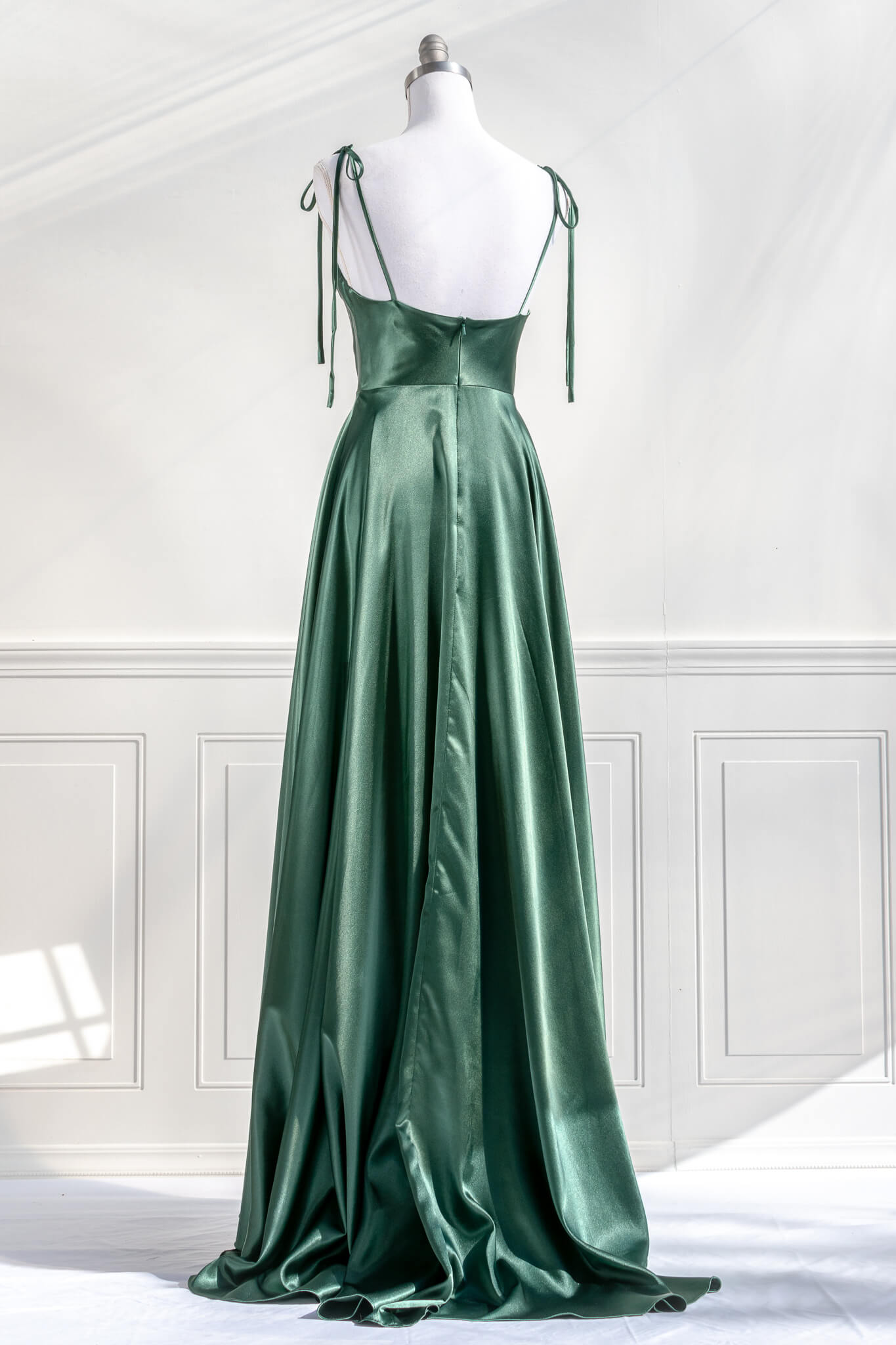 green satin dress